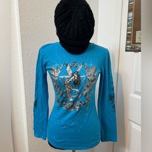 | blue fairy graphic grunge long sleeve |